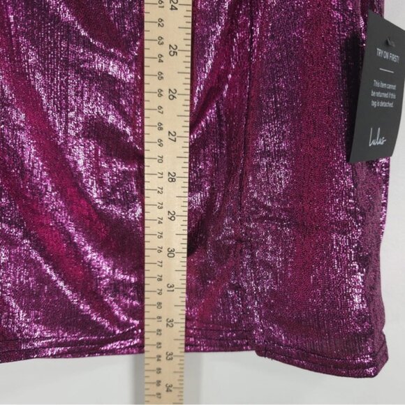 NWT‎ Lulus Dancefloor Bombshell Metallic Pink One-Shoulder Mini Dress Size M & L - Picture 8 of 14